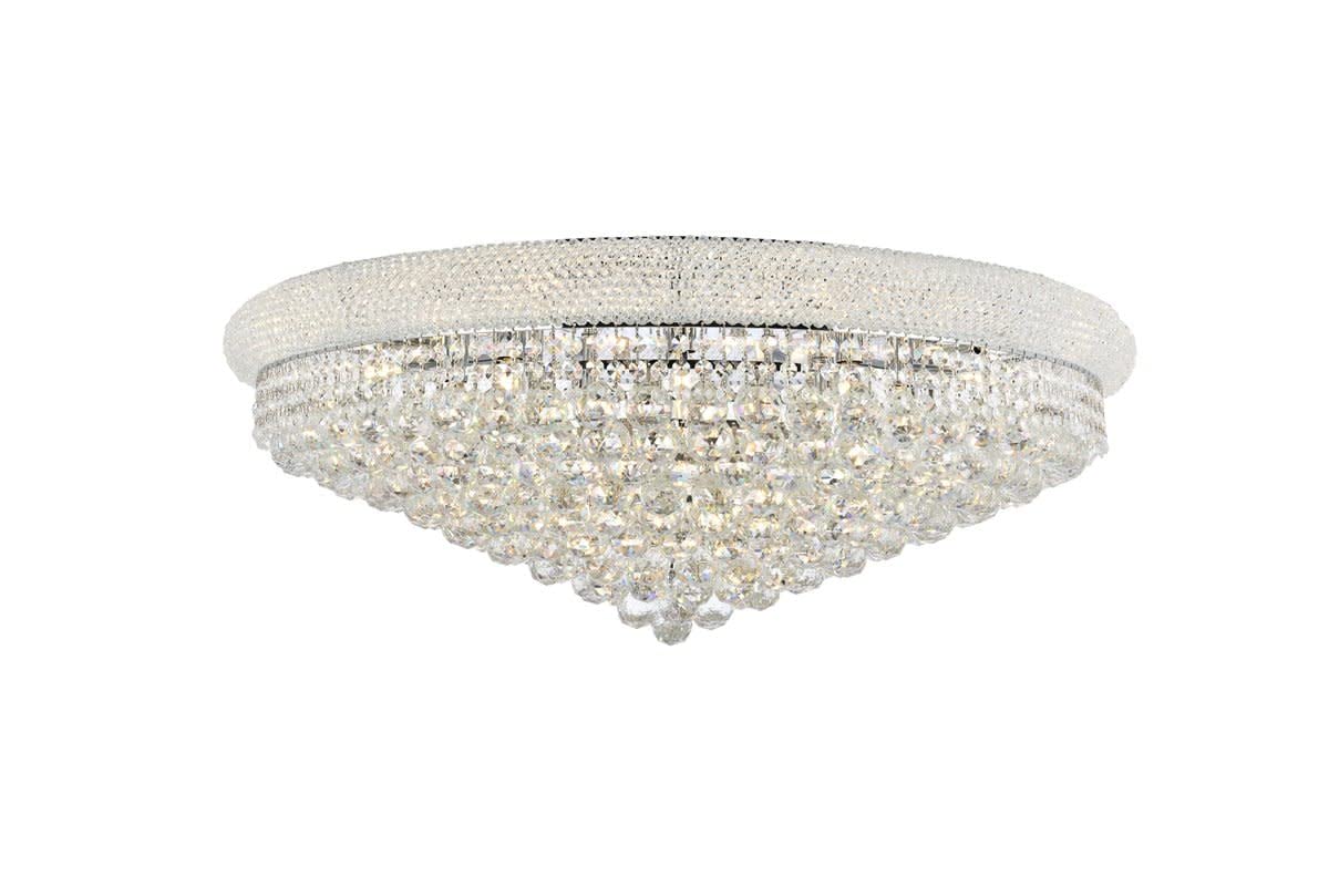 Elegant Lighting 1800F36C/Rc Royal Cut Primo 20-Light, Single-Tier Flush Mount Chandelier, Finished in Chrome with Clear Crystals