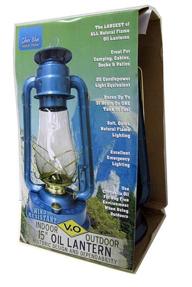 Vovo Oil Lantern - Supreme Brass Trim, Blue, Model 310-80061, Iron Material