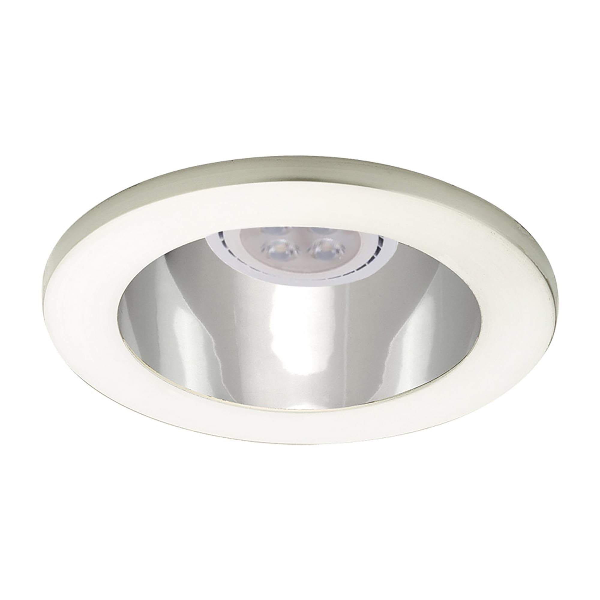WAC 4in Low Voltage Round Adjustable Recessed Light Trim with Open Specular Reflector in Brushed Nickel and Black 8W 500 Lumens 