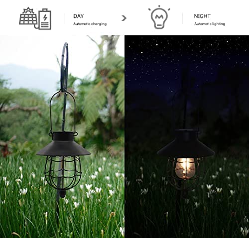 Yakii 2 Pack Solar Lantern Hanging Waterproof Outdoor Metal Solar Lamp With Warm White Light Decorate For Yard Garden Pathway Pa