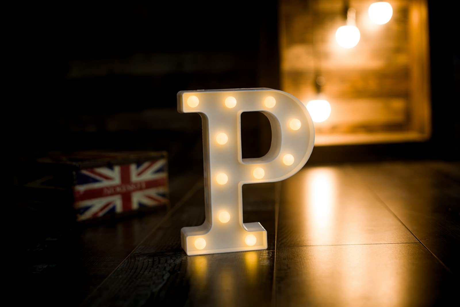 Foaky Led Letter Lights Sign Light Up Letters Sign For Night Light Wedding/Birthday Party Battery Powered Christmas Lamp Home Bar Decoration(P)
