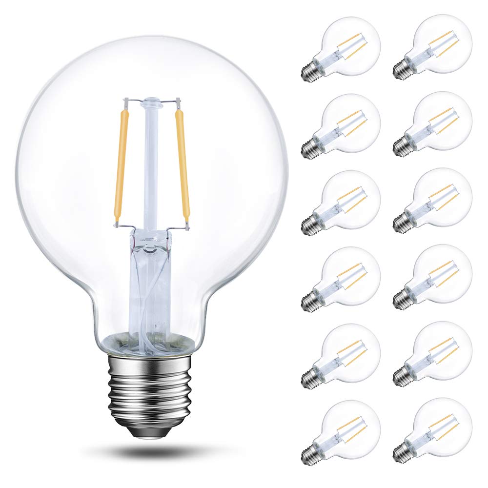 Energetic Lighting Dimmable Globe LED Light Bulb 40W Equivalent 350 Lumens 2700K Soft White 12-Pack Glass E26 Base UL Listed
