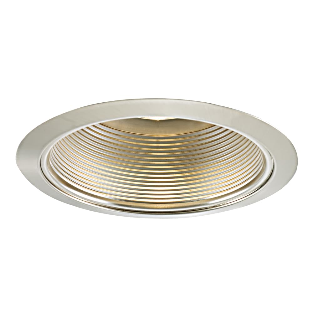Jesco Lighting Tm609St 6-Inch Aperture Line Voltage Trim Recessed Light, Step Baffled Trim, Satin Chrome Finish
