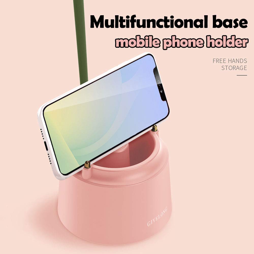 Koudhug Pink Cute Desk Lamp For Kid, Rechargeable Led Lamp With Usb Charging Port, Flexible Gooseneck, 3 Color Modes & Stepless