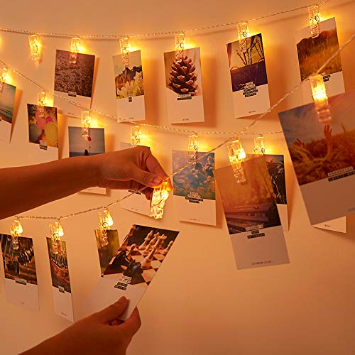 Magnoloran 20 LED Photo Clip String Lights, Warm White, Indoor/Outdoor Decor, Model PC001-CO-FBA, Perfect for Parties and Festivals