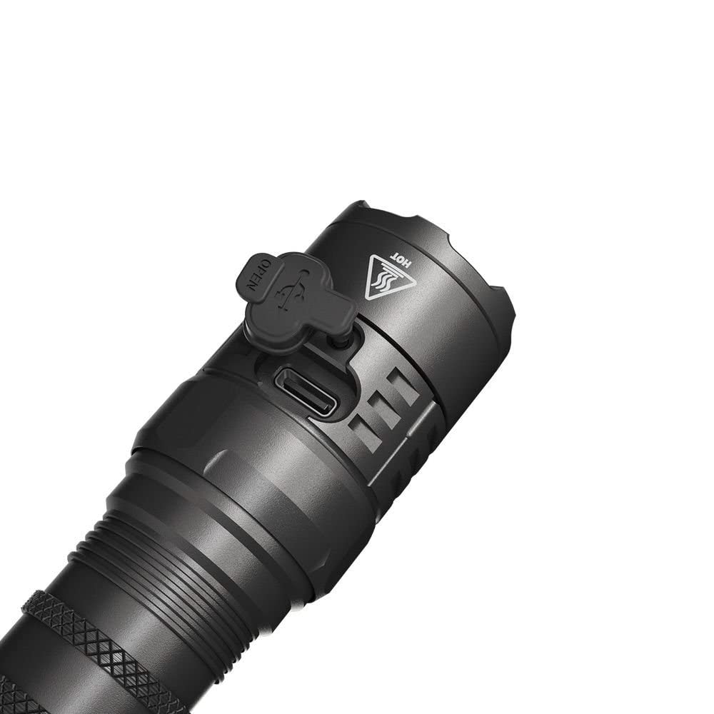 Nitecore P23i Long Range Flashlight, 3000 Lumens, 512 Yards Throw, Aluminum, Black