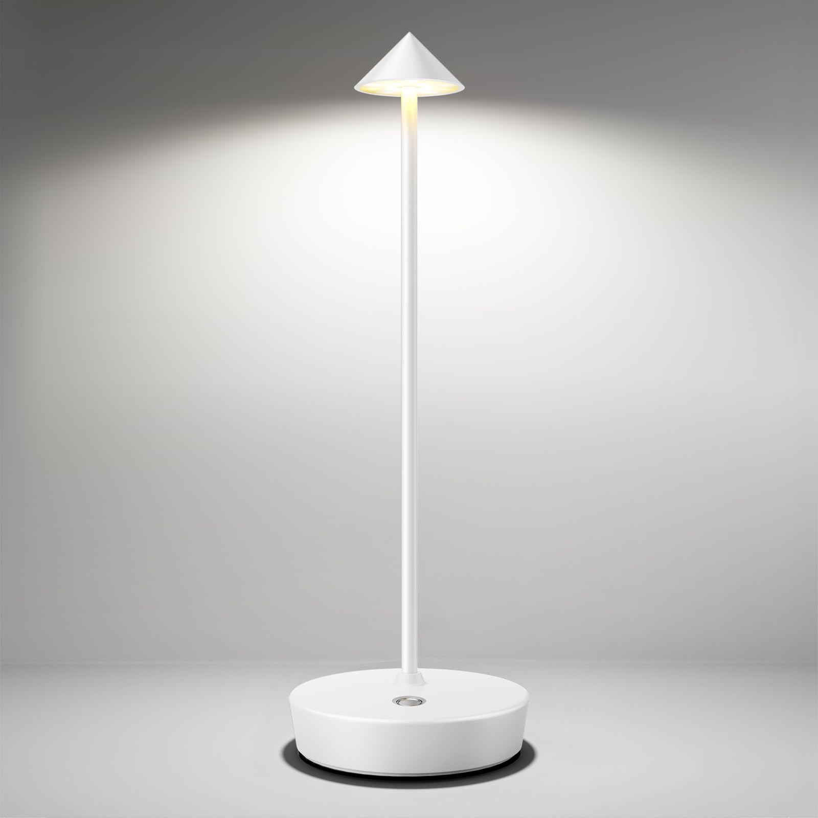SHANGCAI Cordless Table Lamp, Rechargeable LED, Waterproof, Touch Dimmable, Aluminum, White