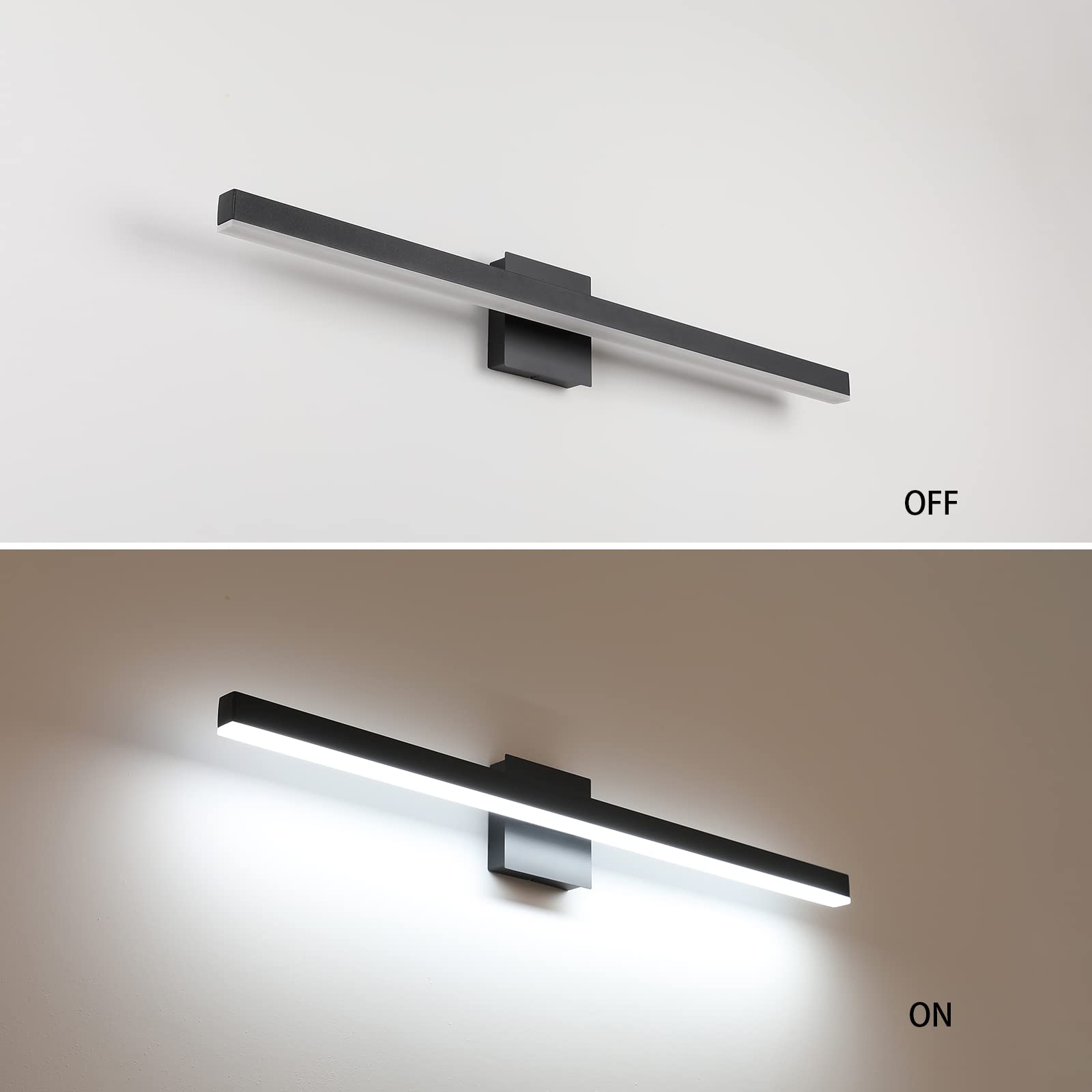 Joossnwell Black Vanity Light Fixtures, Industrial Aluminum LED Sconce, 35.4 inch, 22W, 6000K, Model 7560