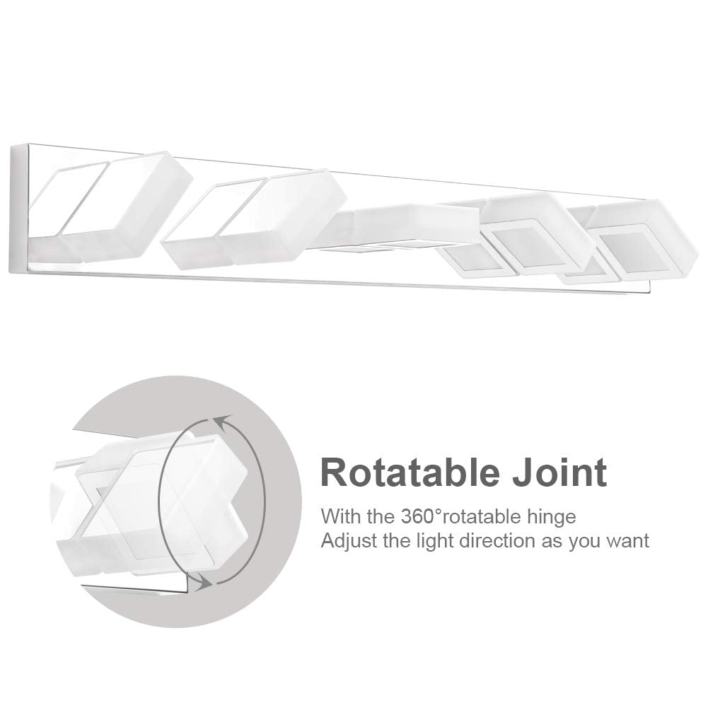 Ralbay Modern Chrome Bathroom Vanity Lights 5-Light Acrylic Over Mirror Natural White Light Model 8590-5T-45K