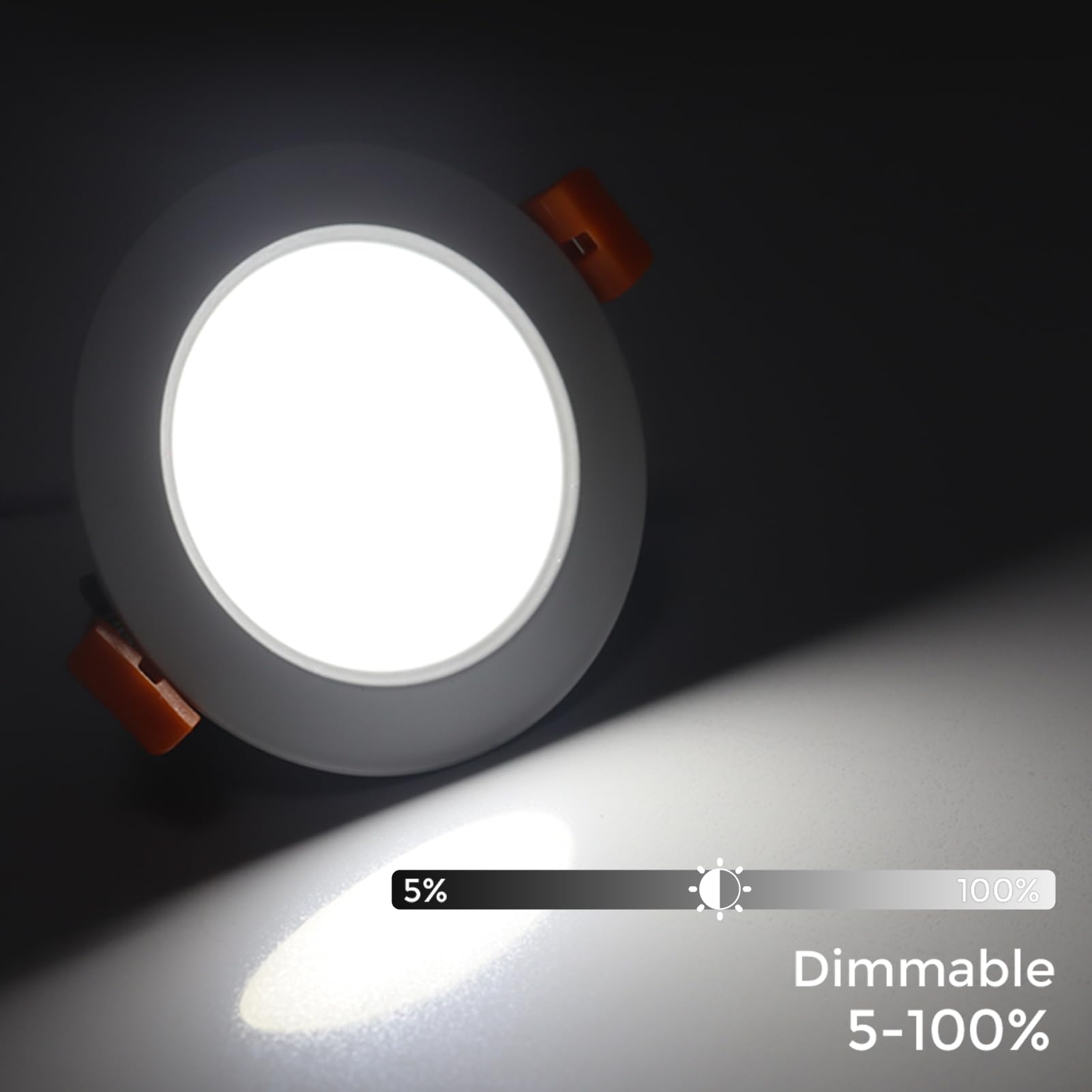 LEDLightsWorld 3.5 Inch Dimmable Recessed Downlight, 7W (55W Halogen Equivalent), Daylight White 6500K, 8 Pack