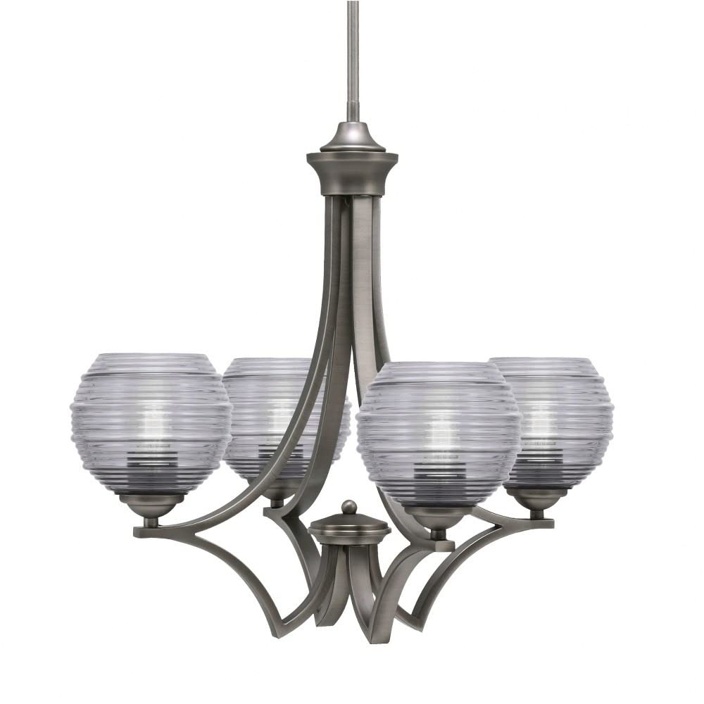 Toltec Lighting 564-Gp-5112 Zilo - 4 Light Uplight Chandelier-19.75 Inches Tall And 21 Inches Wide, Finish Color: Graphite, Glass Color: Smoke Ribbed