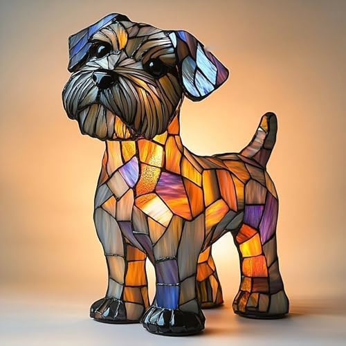 Juzecx Schnauzer Lamp, Dachshund Lamp, Dog Lamps,Dogs Series Art Table Night Light,Cute Pet Dogs Themed Led Night Light, Vintage