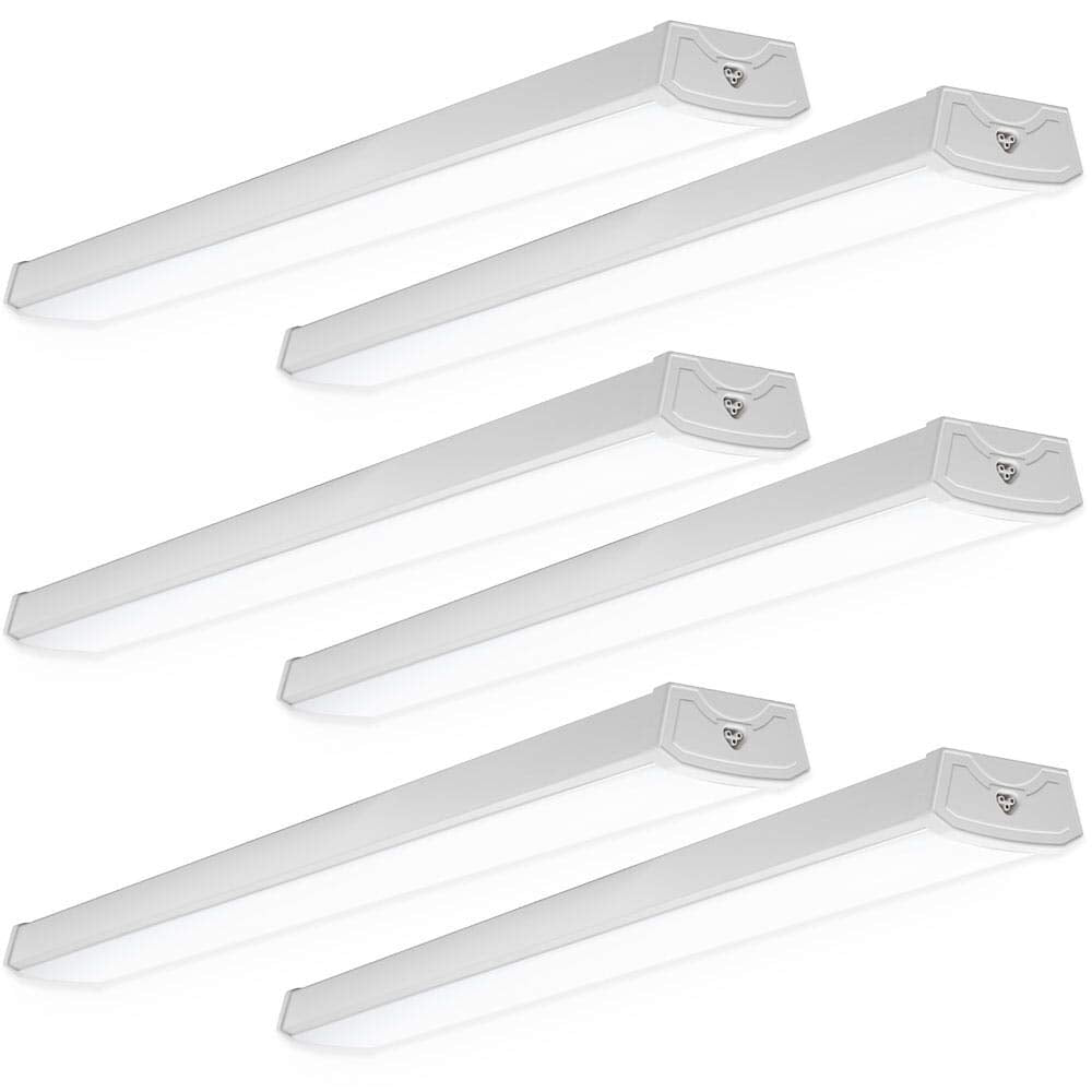 Sunco 6 Pack LED Wraparound Light Fixture 4FT, 40W=300W, 3500 LM, 6000K Daylight Deluxe, Hardwired, Metal
