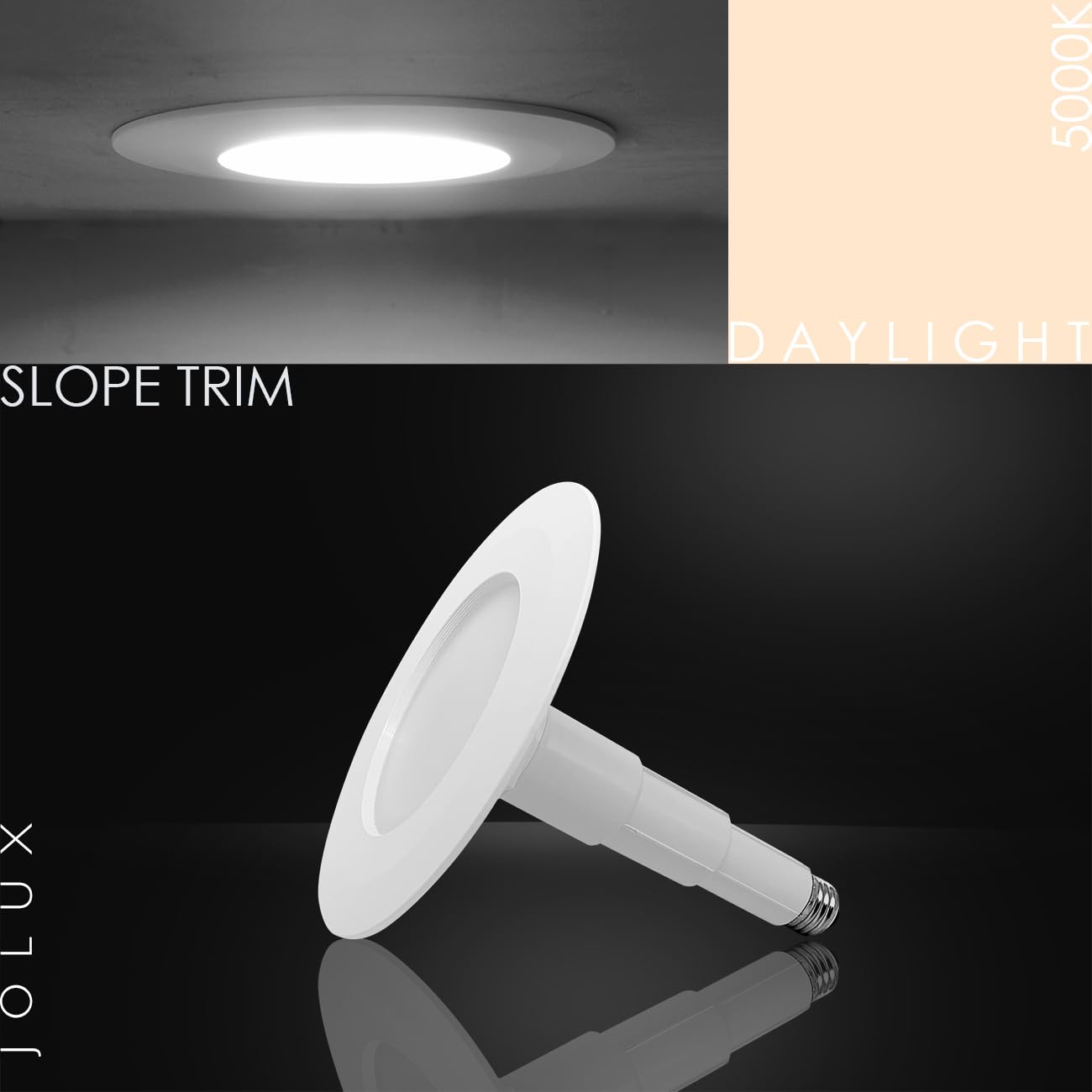 Jolux 24-Pack Retrofit LED Recessed Lights, 12W=60W, 5000K Daylight, Dimmable, ETL, 5/6in Size,