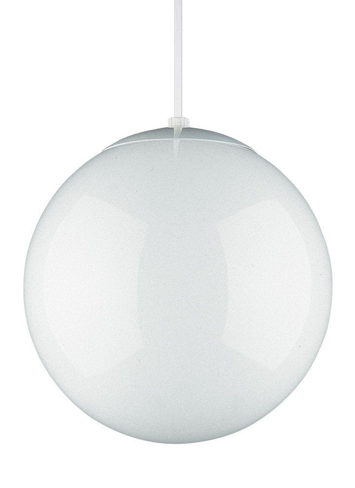 Generation Lighting 6024-15 Leo - Hanging Globe Contemporary One - Light Pendant Hanging Modern Fixture, White Finish