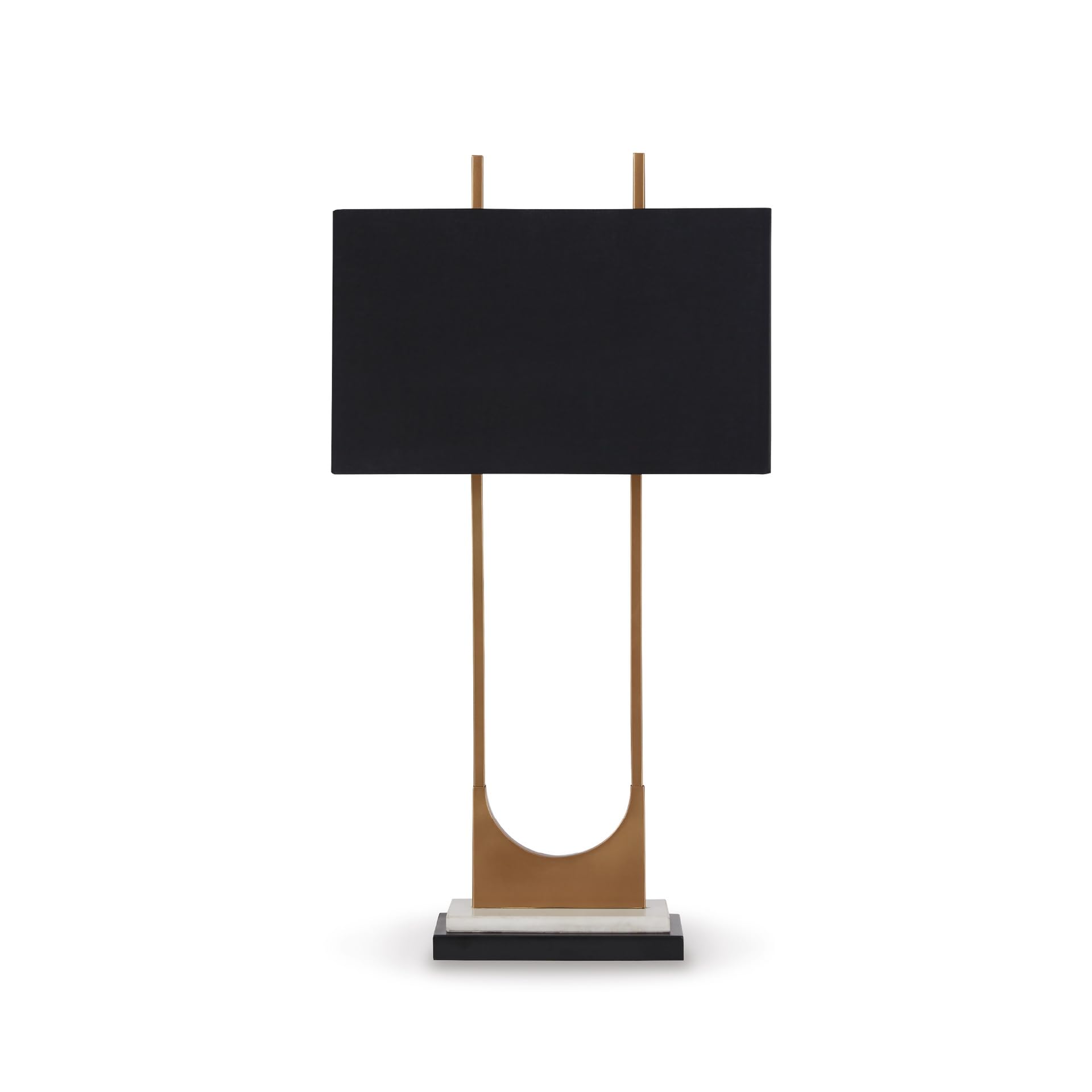 Signature Design by Ashley Malana 33 Contemporary Metal Table Lamp with Marble Base, Black & Brass