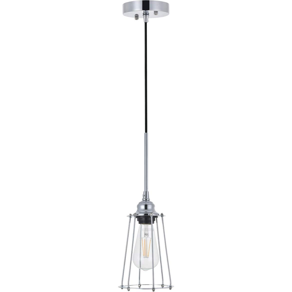 Living District Chrome Pendant Light - Modern Indoor Ceiling Fixture, 1 Light, 5.3&quot;W X 9.2&quot;H
