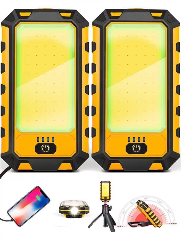 Molrebe 2Pack LED Work Light, 1500Lumens Rechargeable Magnetic Flashlight Rotatable Portable Charger Mechanic Light with Hanging