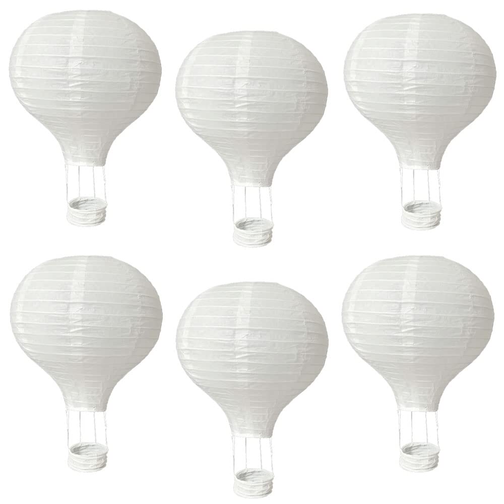 6Pack 12 Inch Hanging Hot Air Ballon White Paper Lanterns Set Reusable Party Ball Lamps for DIY Craft Wedding Birthday Engagemen