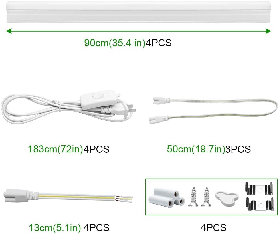 Lightingwill Led T5 Integrated Fixture 3Ft 14W 4000K Natural White, Linkable Led Shop Light, Under Cabinet & Ceiling Light, Cord