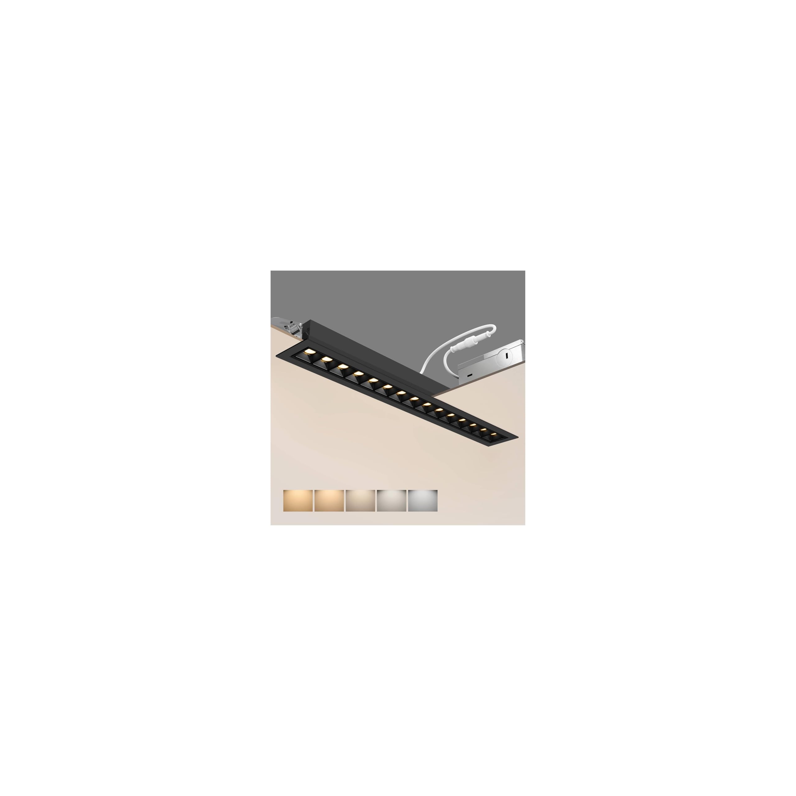 SCON 8-Pack 15W Linear LED Recessed Spotlight, 5 CCT 3000-6500K Aluminum LED Linear Light, Downlight with Trim, Paired with Driv