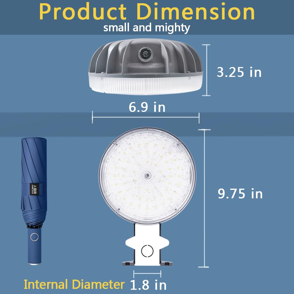 Owleye LED Barn Light 6000LM Dusk to Dawn, 42W 4000K, Waterproof, Gray, Model BL6000D, 1 Pack