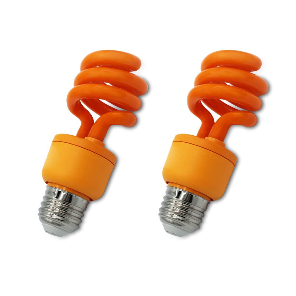 lumenivo 13W Spiral CFL Light Bulb, Outdoor, E26 Medium Screw Base, 2 Pack, Orange