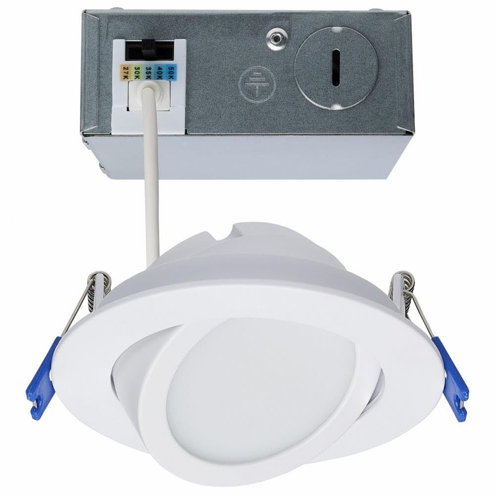 Satco CCT Selectable LED Low Profile Directional Downlight with Remote Driver, 4 Inches, White