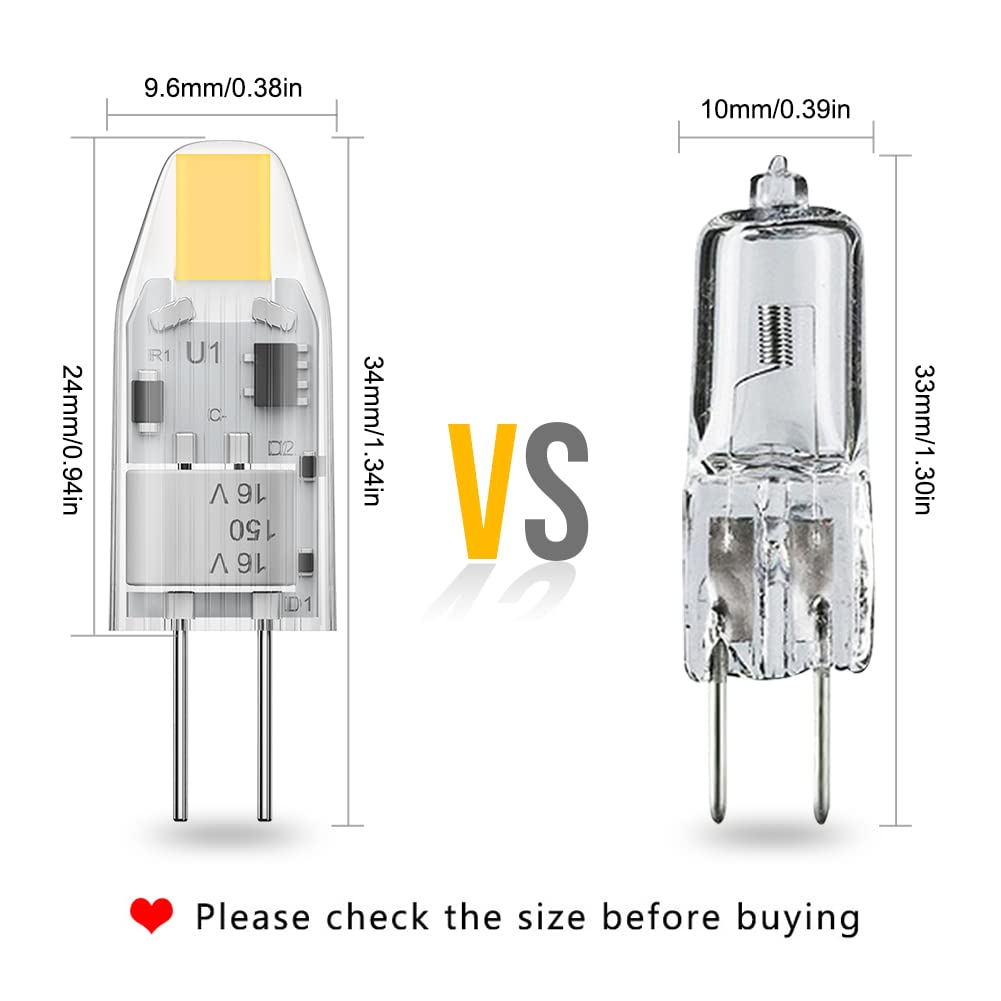 Yuiip G4 Led Bulb Ac/Dc 12V 1.2W (10W Halogen Bulb Replacement), 4000K Natural White Jc G4 Bi Pin Light Bulbs For Under Cabinet