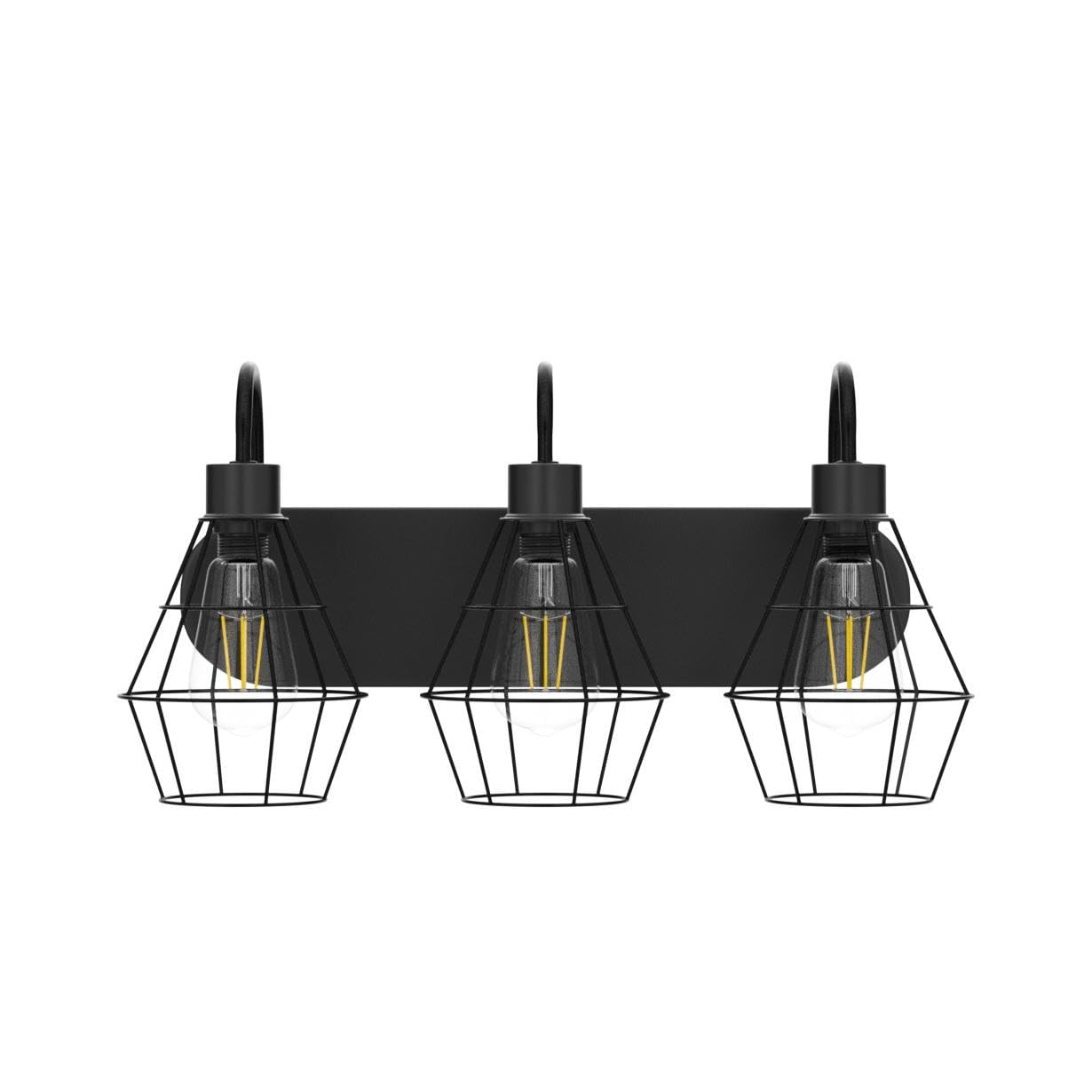 Elibbren Industrial Bathroom Vanity Light, 3-Light, Metal, Black, UL Listed, Model 3toutuoyuanbidegn