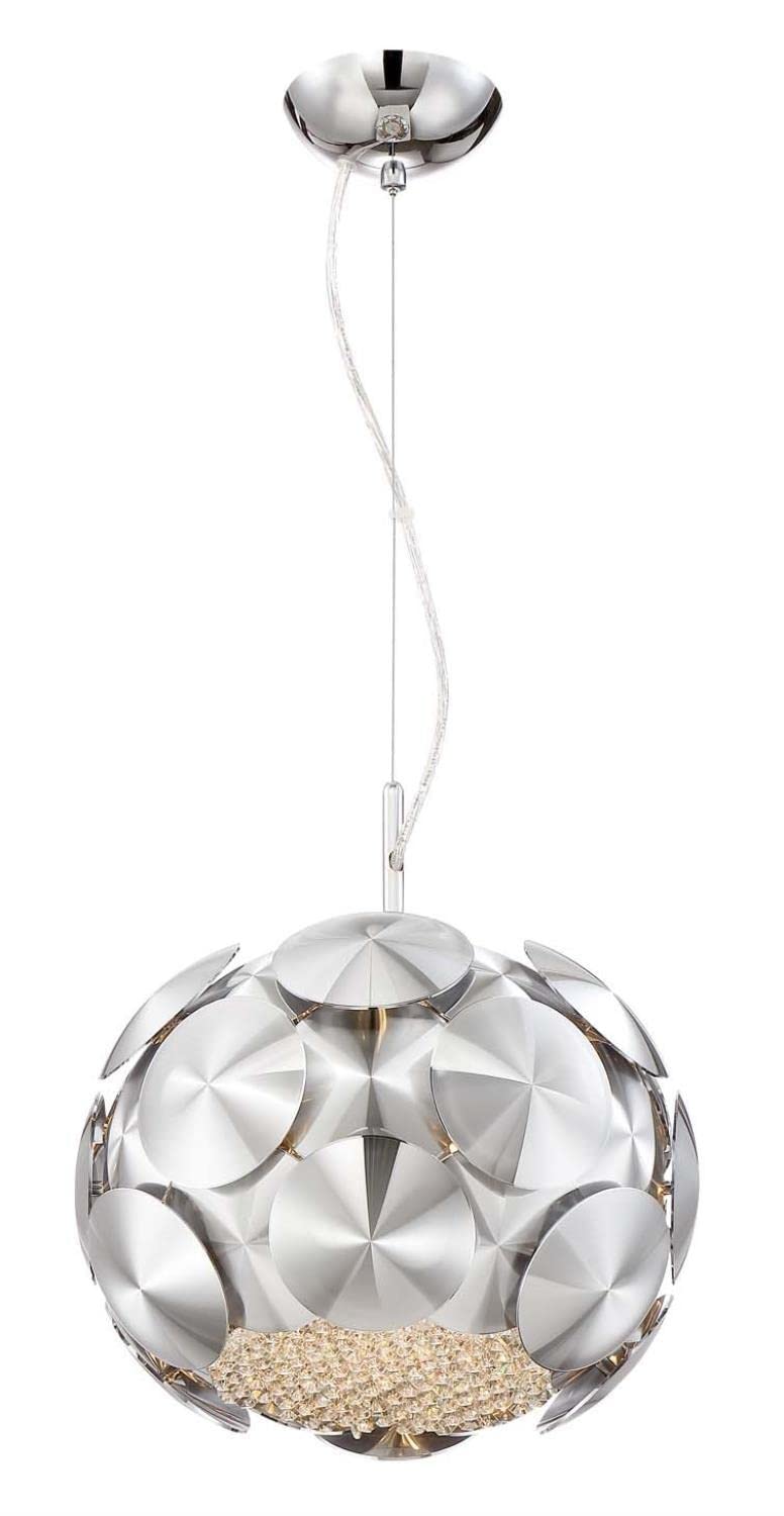 Zeev P30072/3/Ch Chrome Contemporary Pendant Light With Crystal Accents, 135 X 12.25