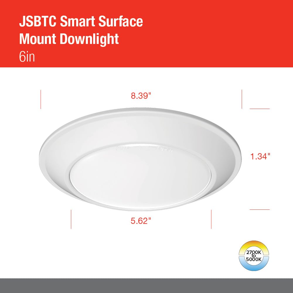 Juno Jsbtc 6In Tuwh 90Cri Wl Mw M6 Smart Surface Mount Disk Light, 2700K-5000K Tunable, 1100 Lumens, Connect With Zigbee Or Blue