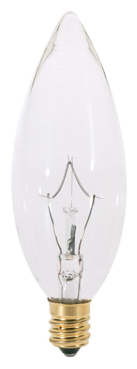 Satco S4994 Candelabra Base 7.5W B9 1/2 Showroom Bulb, Clear Glass