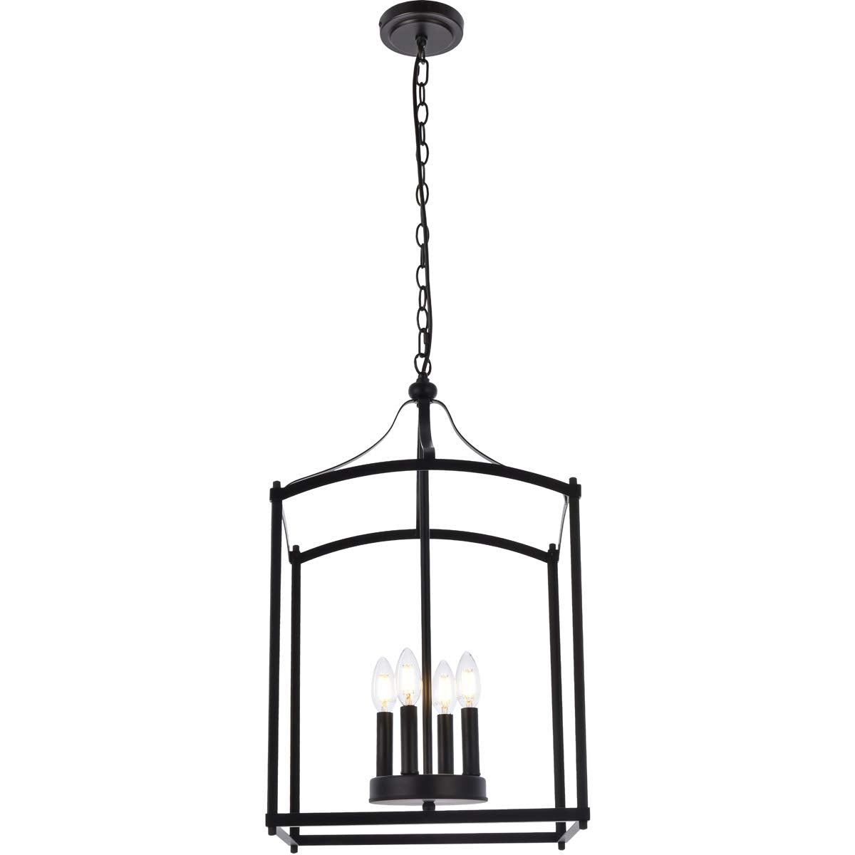 Living District Janet 4-Light Mid-Century Metal Pendant in Black
