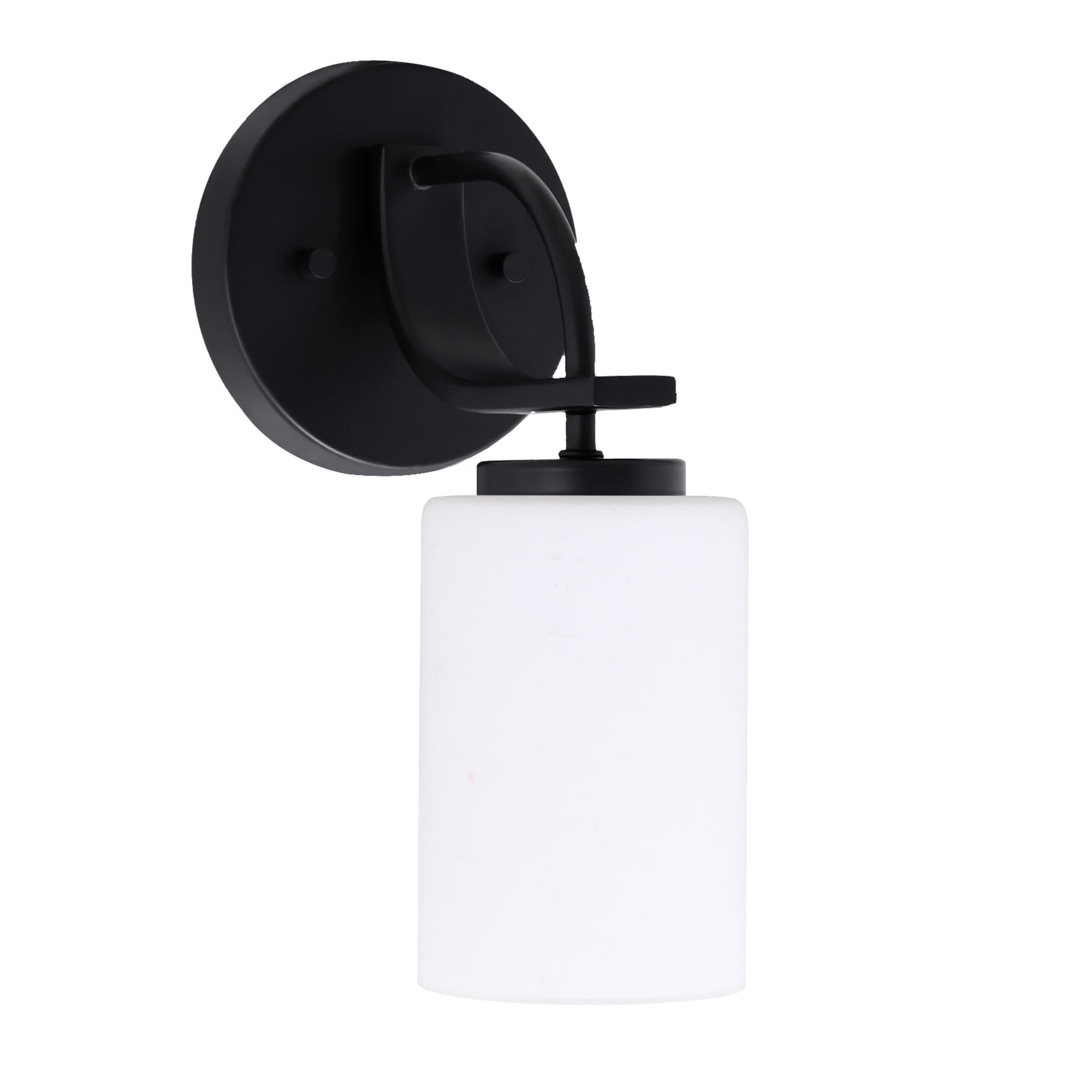 Cavella 1 Light Wall Sconce Shown In Matte Black Finish With 4" White Muslin Glass