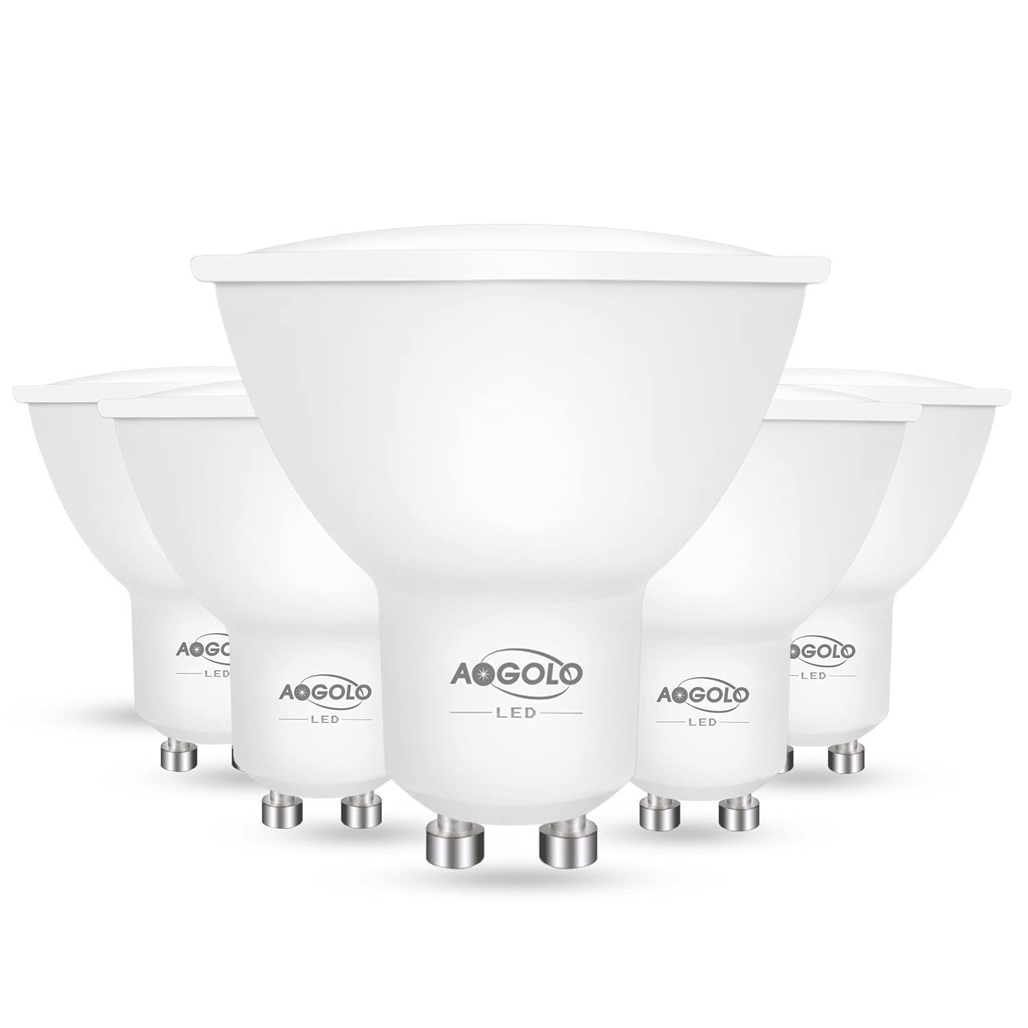 Aogolo Gu10 Ac120V Led Light Bulbs, 6 Pcs Daylight White 4200K 50W Equivalent, 500 Lumens, 5.5W Led Spotlight,Non Dimmable, Repl