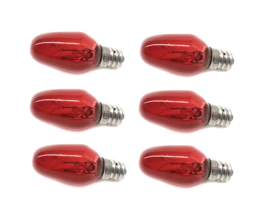 FamilyMaid Red Night Light Bulb Replacement Bulbs 7W 120V - 6PC