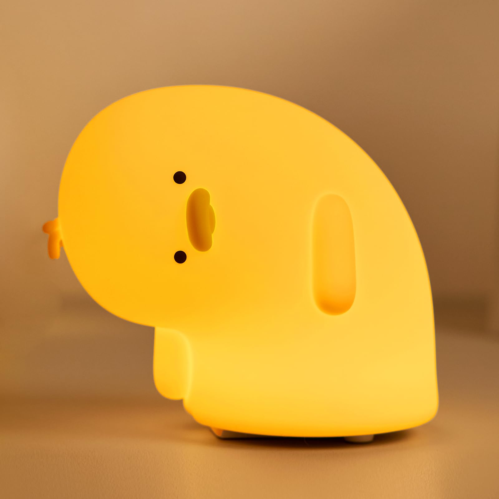 VTIGER LED Duck Night Light, Dimmable Silicone Touch Lamp, Rechargeable Nursery Decor, Duck Yellow, Model DNLY