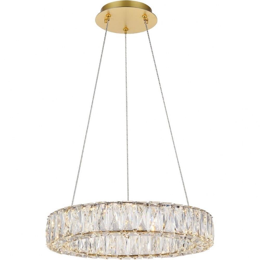 Elegant Lighting Indoor Modern Home Decorative Bright Monroe Integrated LED chip Light Gold Pendant Clear Royal Cut Crystal