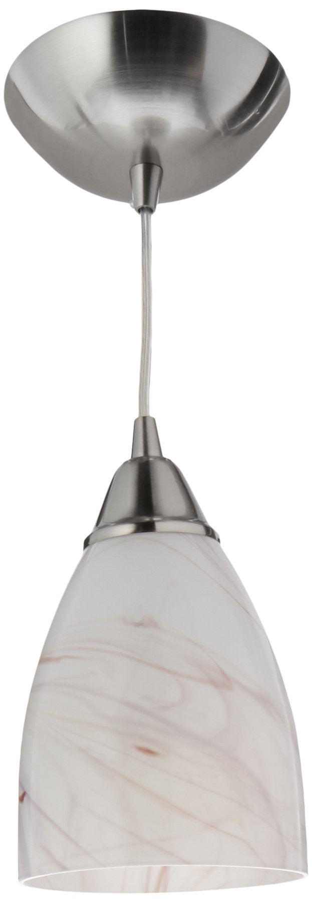 Elk Home Pierra Mini Pendant Light, Satin Nickel, Creme Lilac Swirl Glass, 5X8-Inch