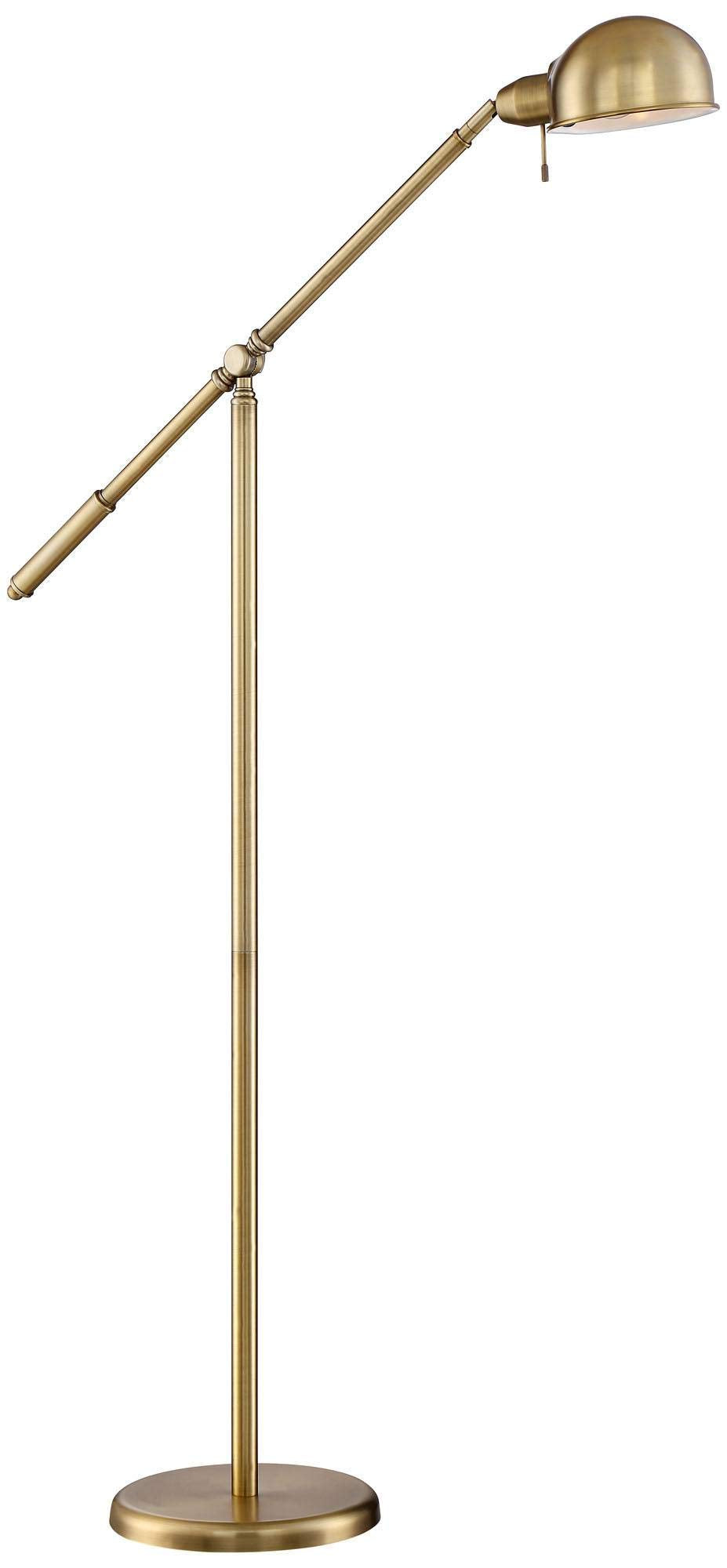 360 Lighting Dawson Traditional Task Pharmacy Light Floor Lamp Standing 55'' Tall Antique Brass Metal Adjustable Balance Boom Ar