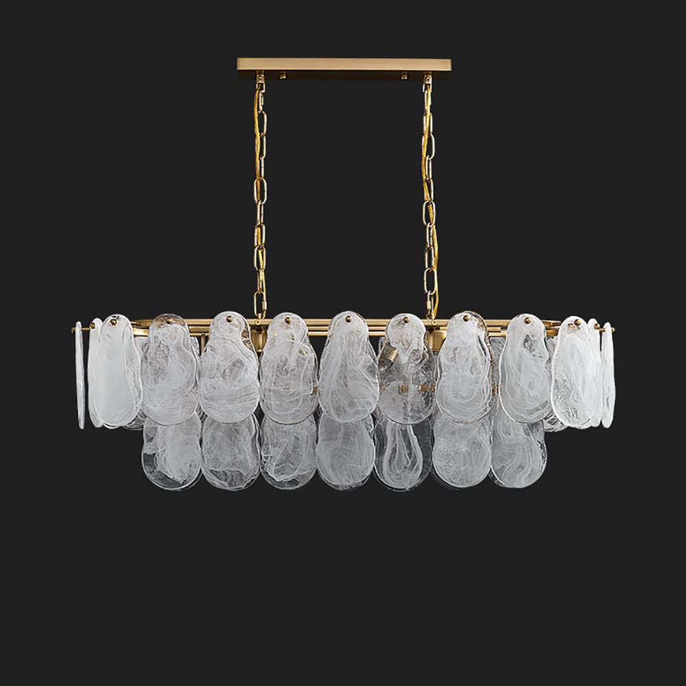 Lovedima Gold Multi-Tier Lantern Pendant Lighting,Cloud Glass Metal Kitchen Island Chandeliers Hanging Ceiling Light Fixtures