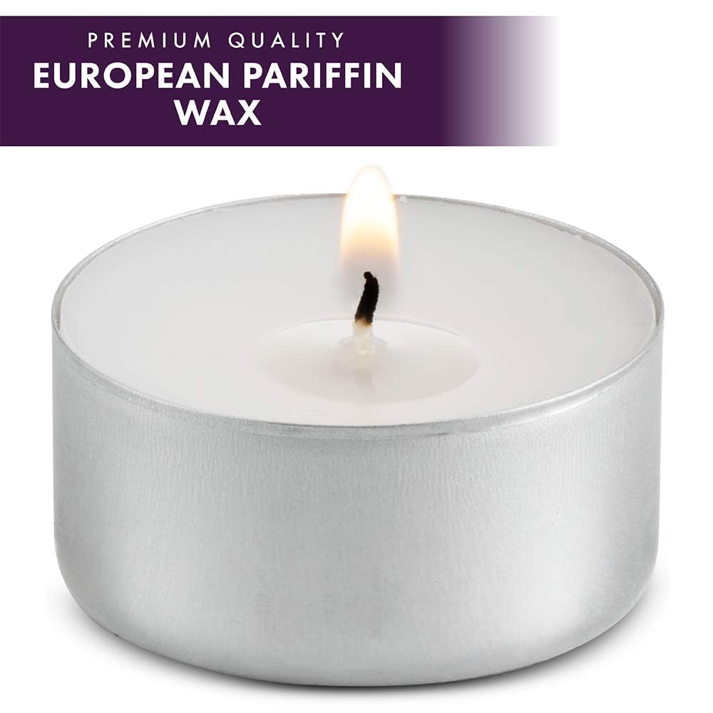 Montopack Unscented White Tealight Candles Bulk [50] | 8 Hours Of Smokeless, Dripless, Long Lasting Burning Paraffin Tea Lights | Small Votive Mini Candles For Home, Shabbat, Weddings & Emergencies