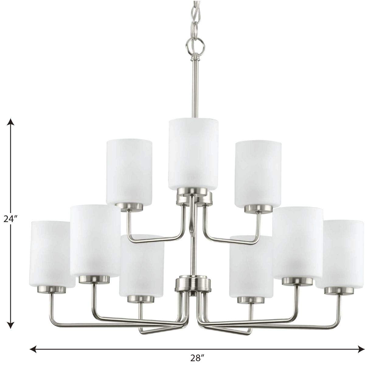 Progress Lighting Merry Collection 9-Light Brushed Nickel Etched Glass Transitional Chandelier Light