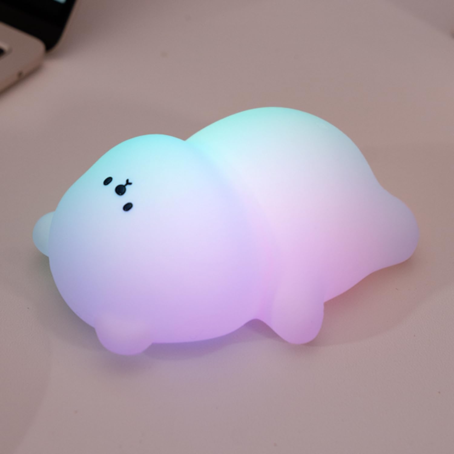Myratts Cute Lying Bear Night Light, Magic Dimmable Nursery Kawaii Lamps for Room Decor, Super Squishy Silicone Night Lamp. Grea
