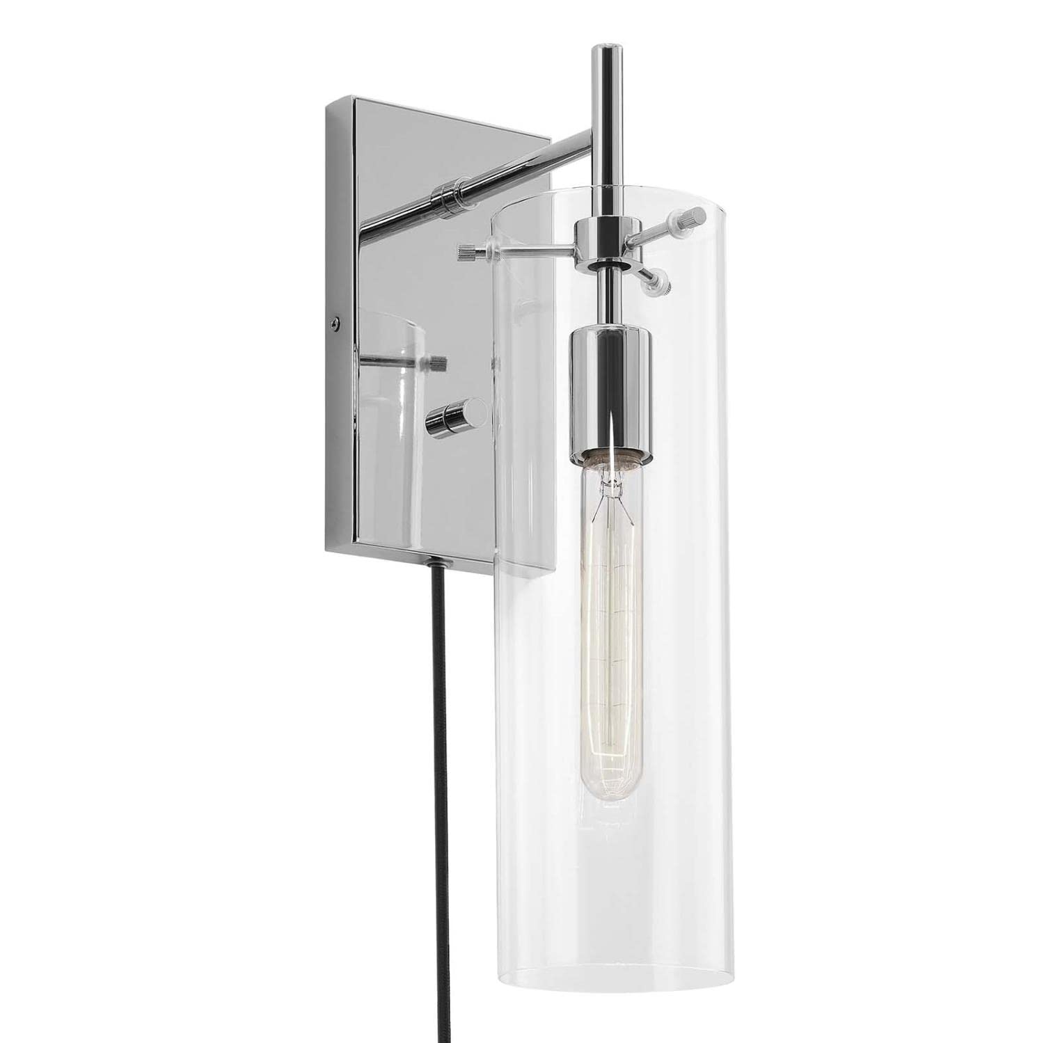 Modway Skylark Wall Sconce in Clear Satin Brass, Brown, 5 x 8.5 x 17