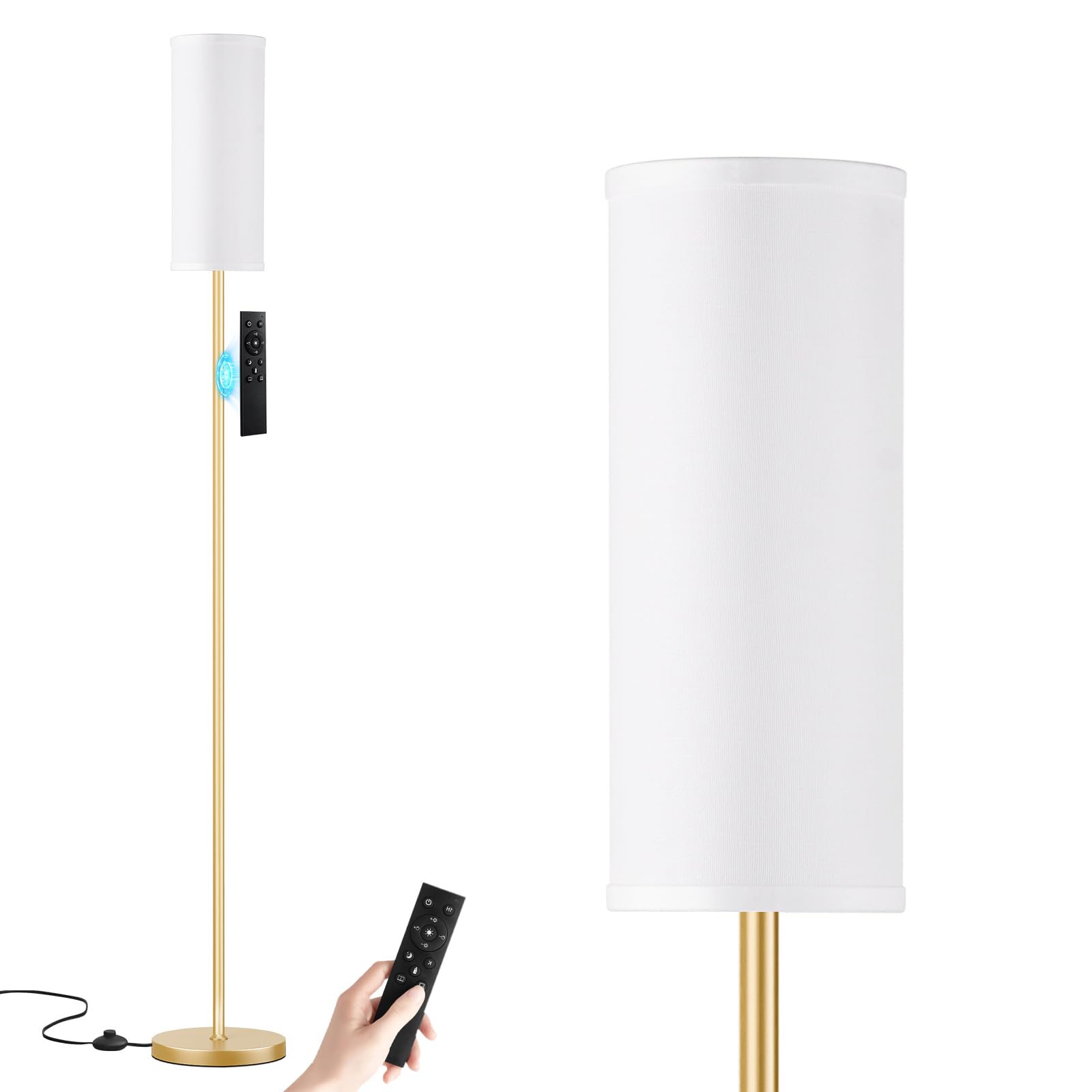 Ambimall 64'' Floor Lamps for Living Room with Remote Control and Stepless Dimmable Colors Temperature & Brightness, 9W Bulb Inc