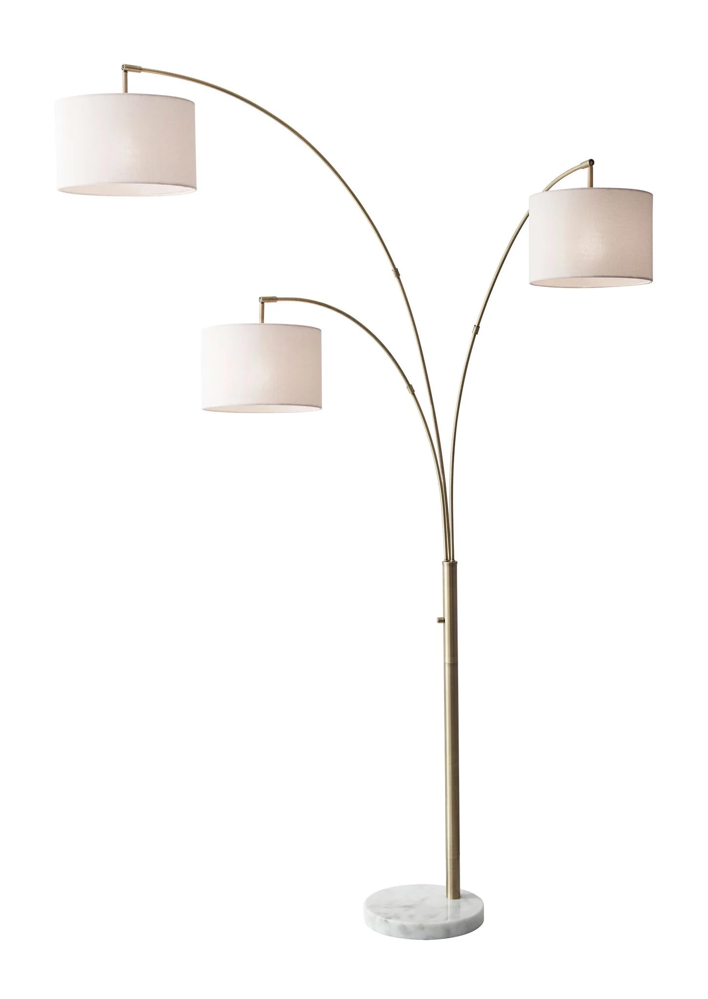 HomeRoots Lighting 35 X 52 X 74 Brushed Steel Metal 3-Arm Arc Lamp