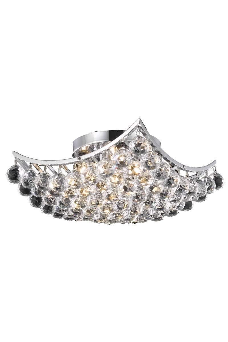 Elegant Lighting Corona Collection 9800F14C/Rc 4-Light Flush Mount With Royal Cut Crystals, Gold Finish