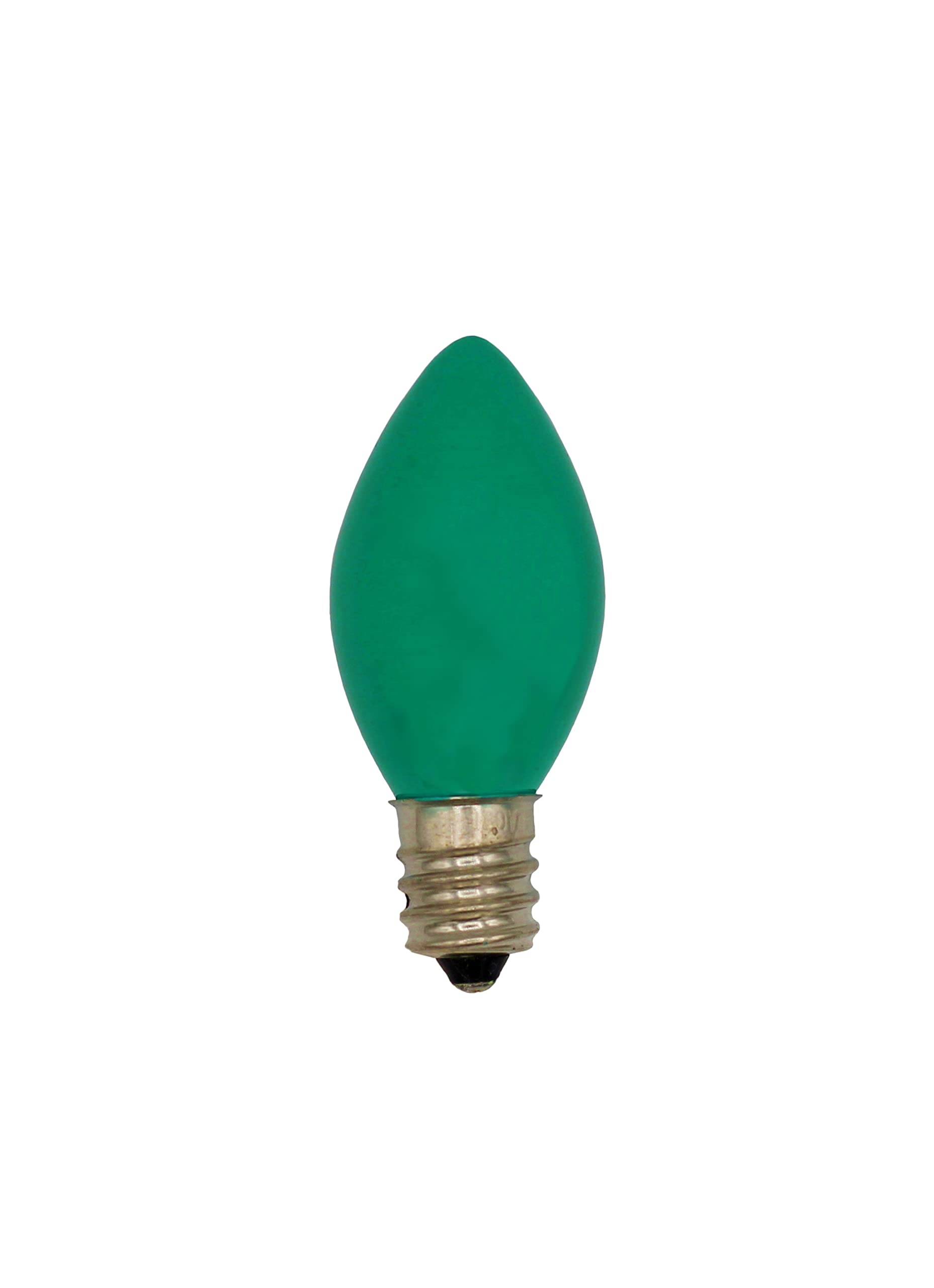 Creative Hobbies C7 Incandescent Light Bulbs - Opaque Green, 7 Watt, 25 Count, Nickel Plated Candelabra Base, Model 3228H